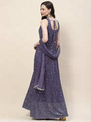 Resham Sequin Embroidery Georgette Kurta With Palazzo & Dupatta