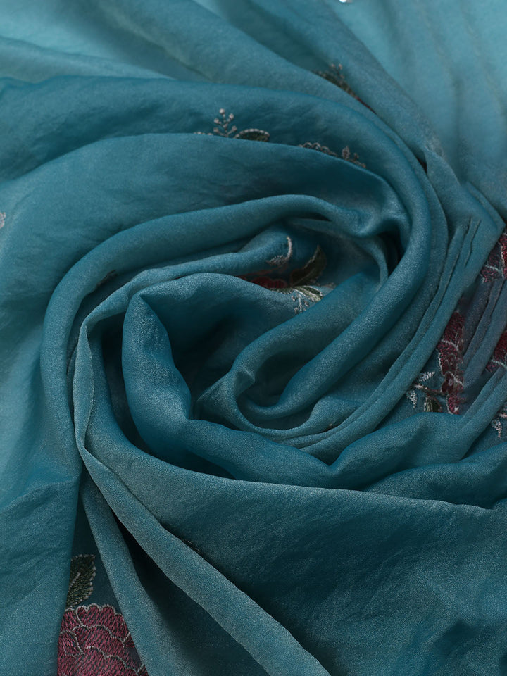Embroidered Tissue Unstitched Suit With Dupatta