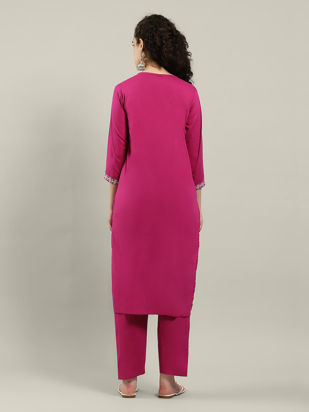Embroidered Cotton Blend Kurta With Pants