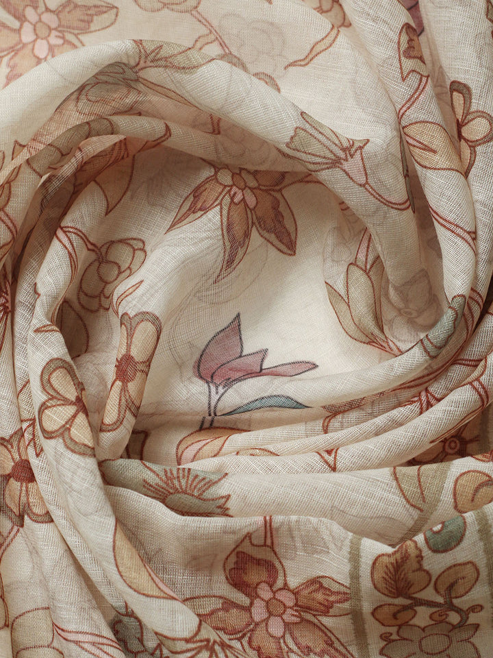 Printed Cotton Blend Unstitched Suit With Pant &amp; Dupatta
