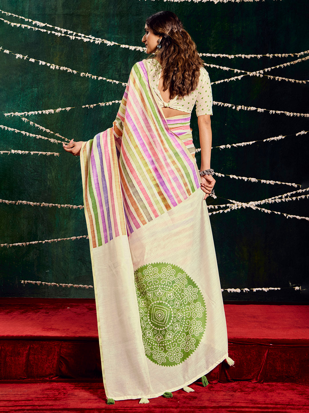 Check Printed Chanderi Saree