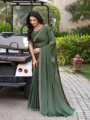 Sequins Embroidery Chiffon Saree