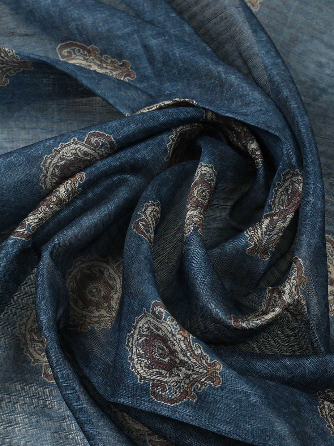 Printed Chanderi Unstitched Suit With Pant &amp; Dupatta
