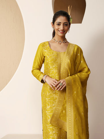 Woven Chanderi Unstitched Suit With Dupatta