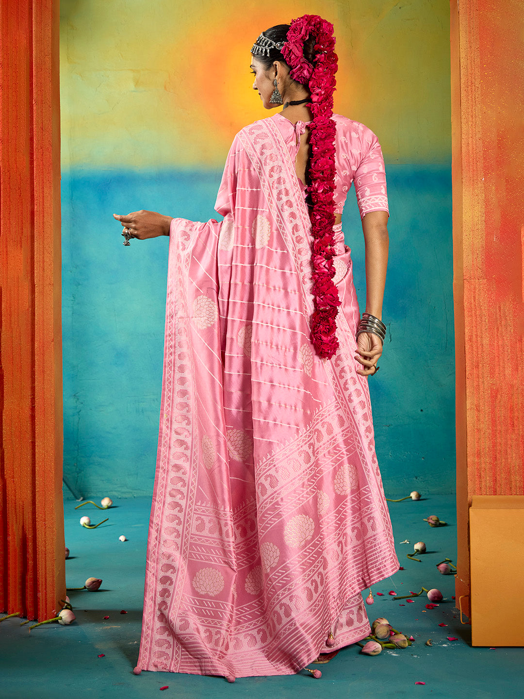 Abstract Print Art Silk Saree