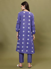 Printed Cotton Blend Kurta With Pants