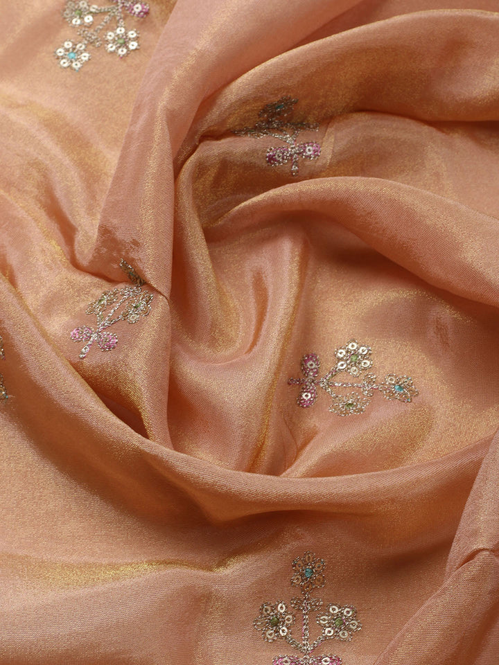 Embroidered Organza Unstitched Kurta With Pant &amp; Dupatta
