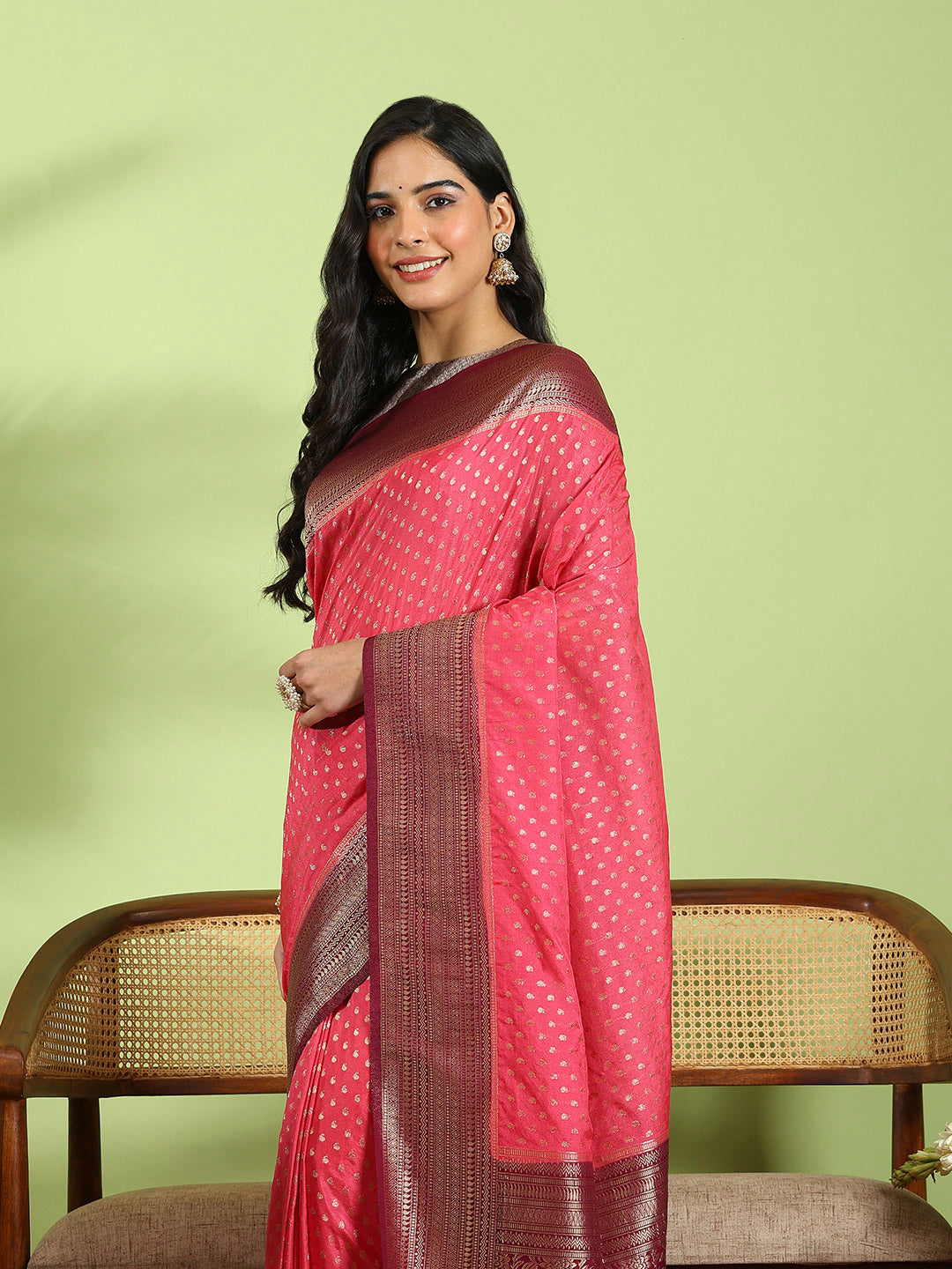 Plain Crepe Saree
