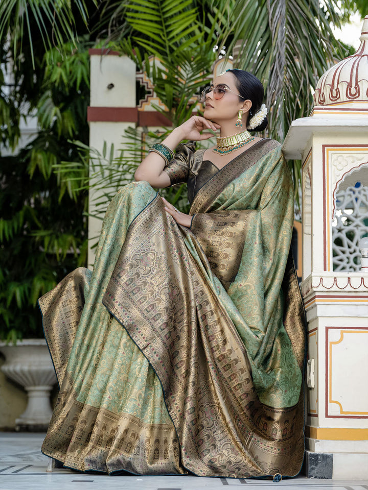 Woven Design Meenakari Kanjivaram Silk Saree
