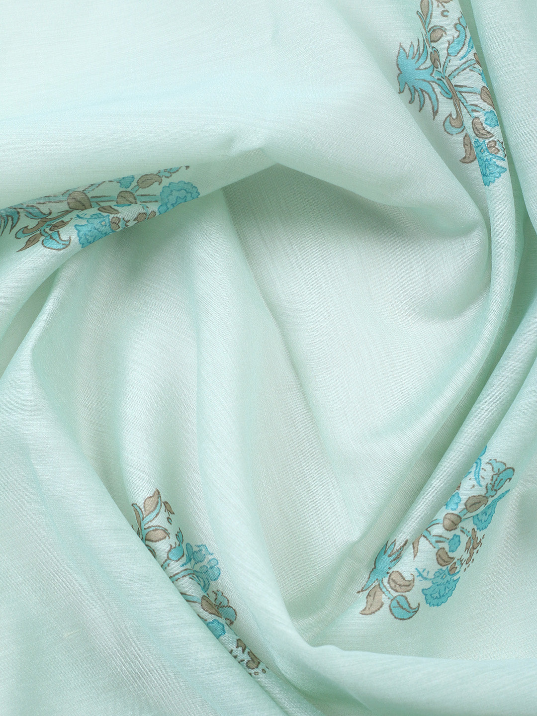 Printed Chanderi Unstitched Suit With Pant &amp; Dupatta