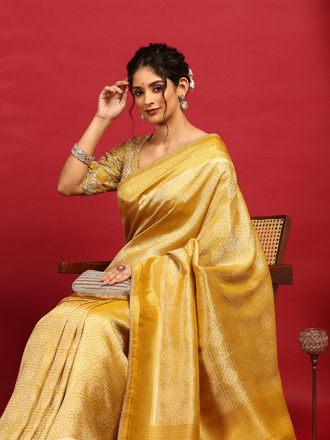 Embroidered Dola Silk Saree
