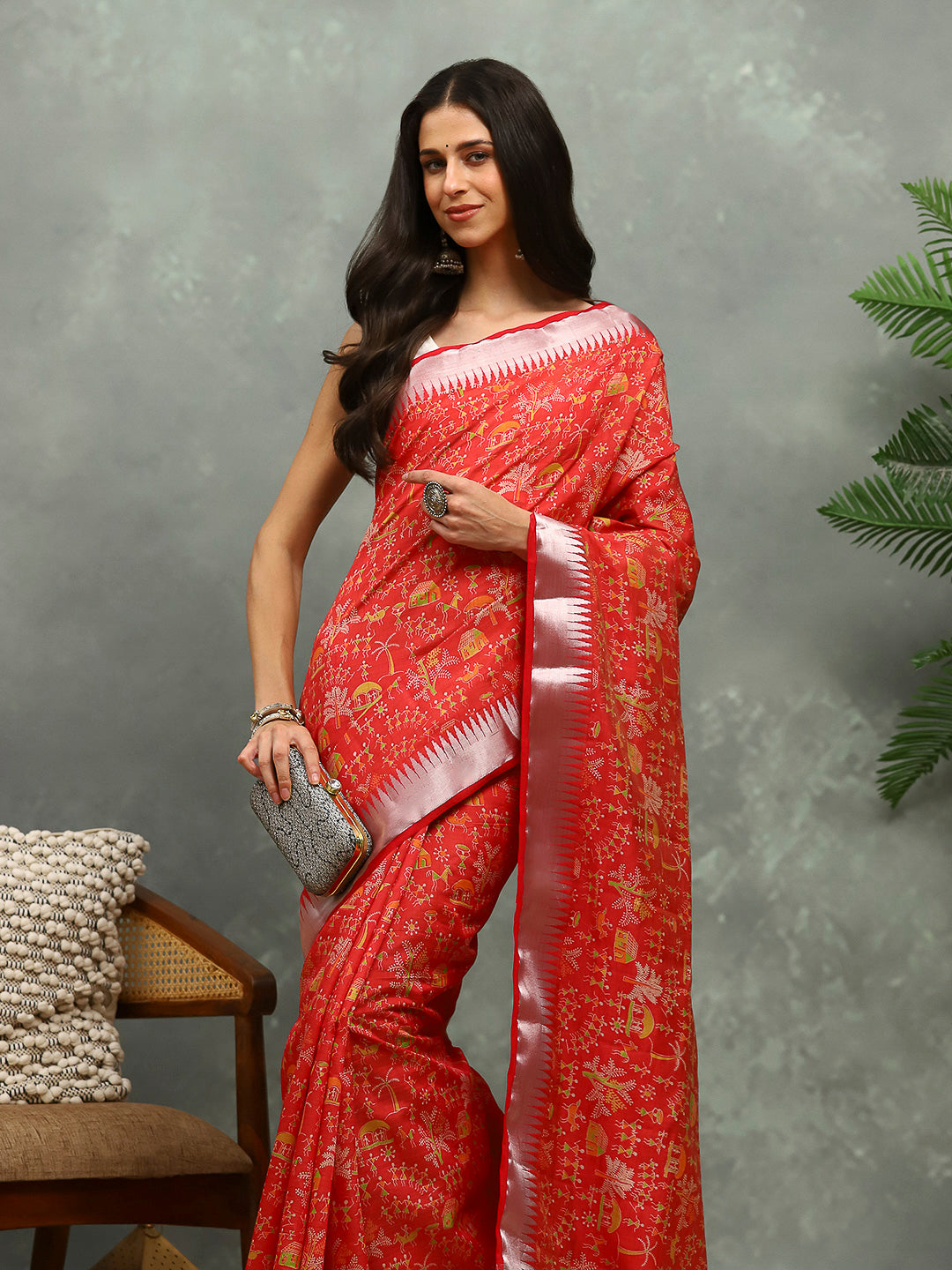 Digital Printed Art Silk Saree