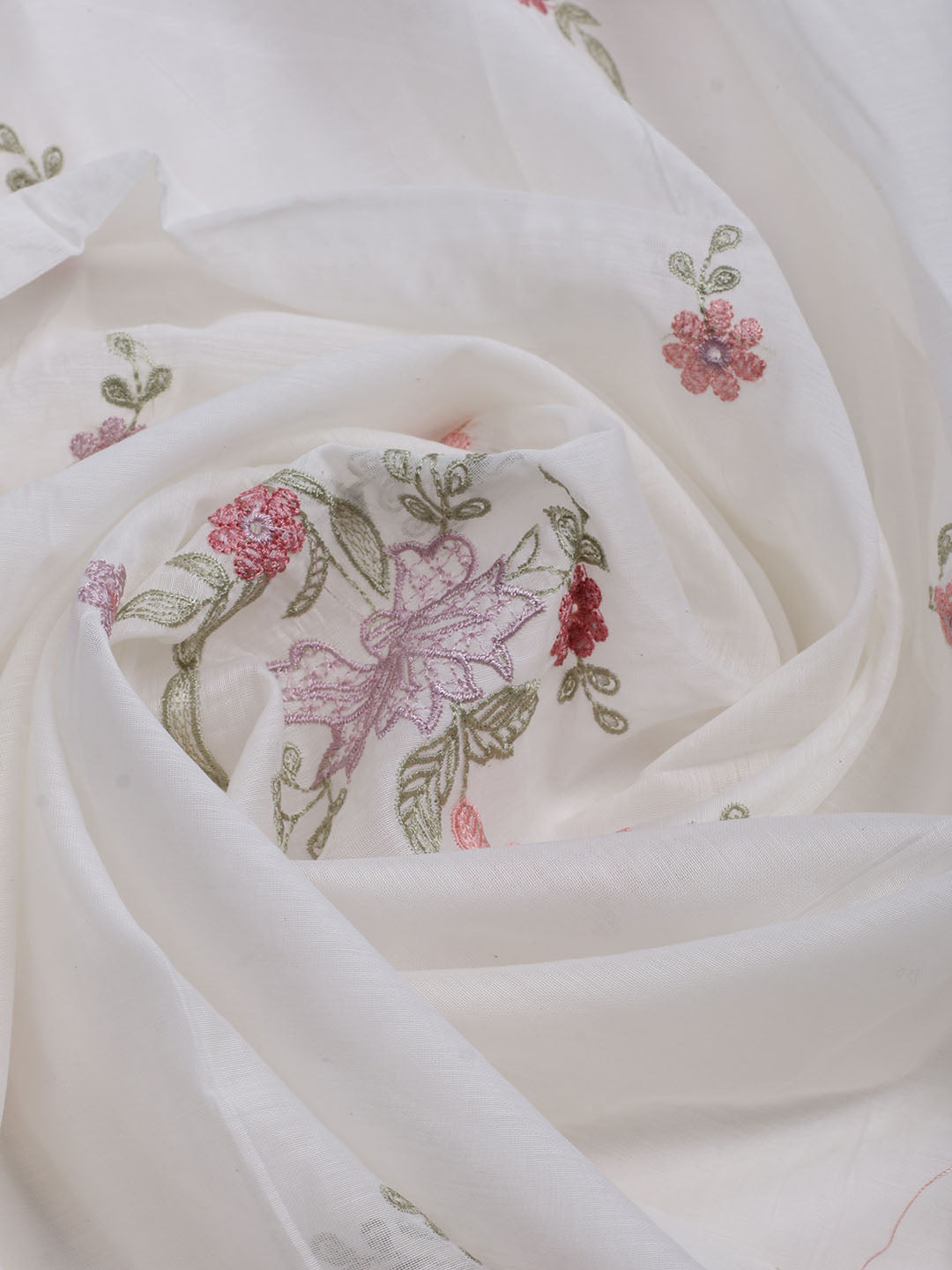 Embroidered Chanderi Unstitched Suit With Dupatta