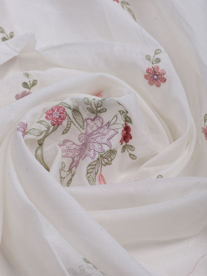 Embroidered Chanderi Unstitched Suit With Dupatta
