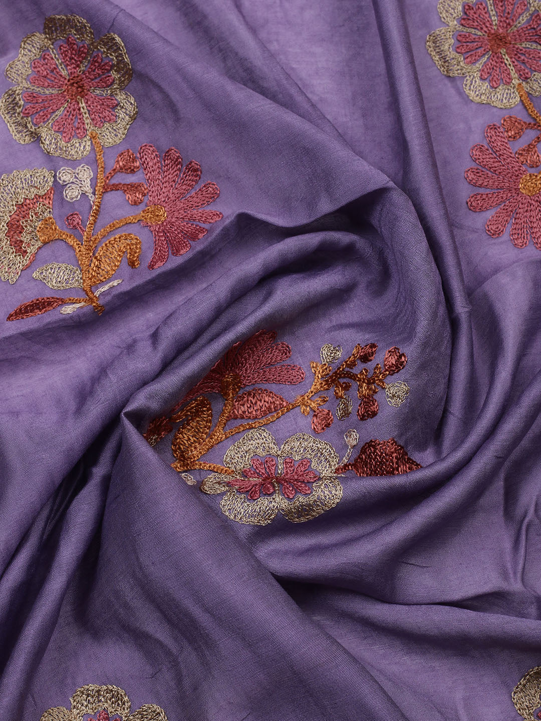 Embroidered Cotton Blend Unstitched Suit With Pant &amp; Dupatta