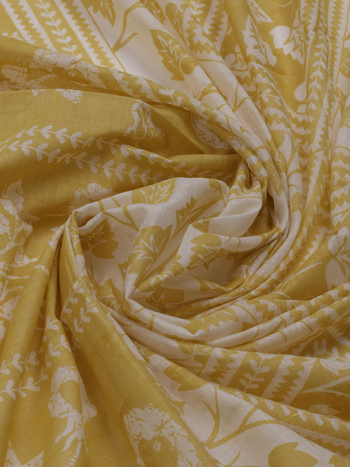 Printed Cotton Blend Unstitched Suit With Dupatta