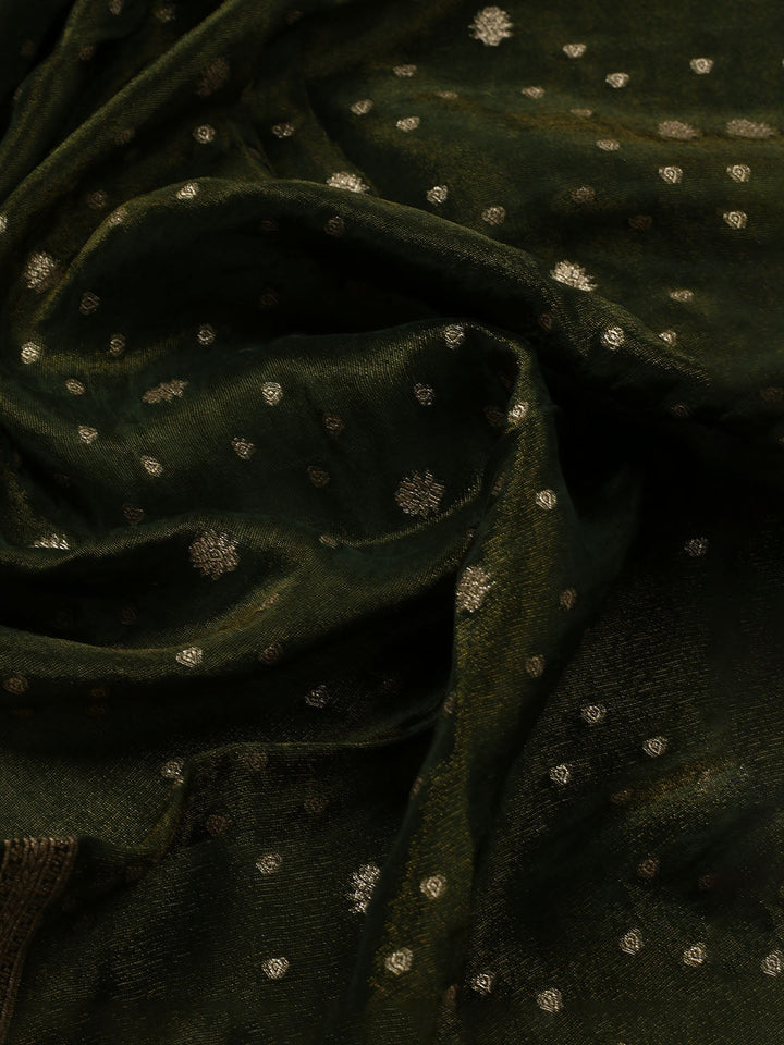 Embroidered Art Silk Unstitched Suit Piece With Dupatta