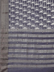 Block Abstract Printed Handloom Saree