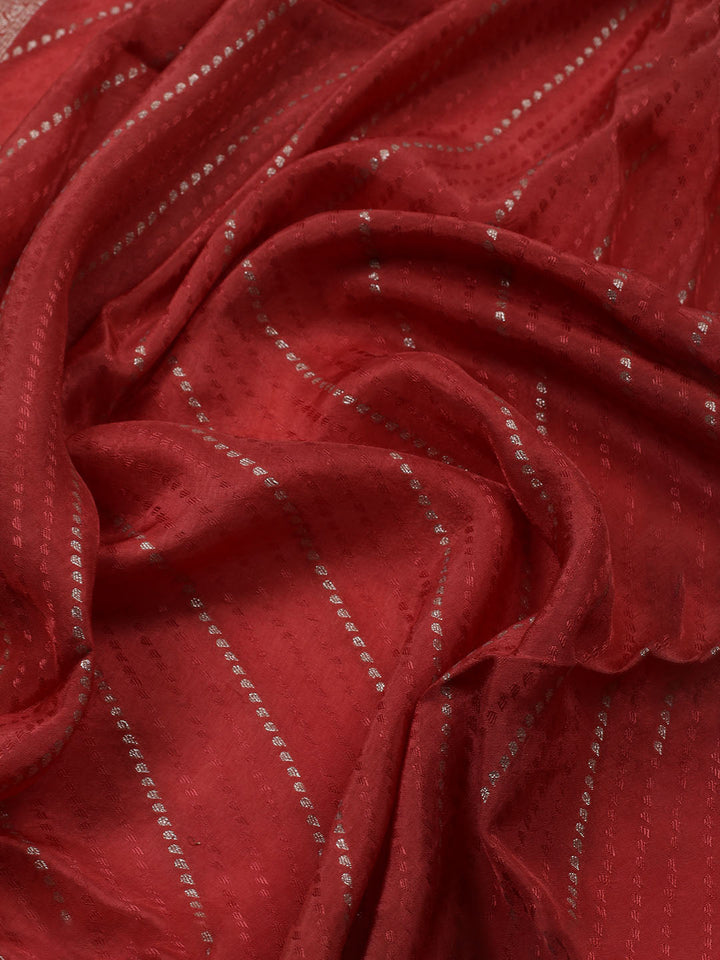 Woven Border Chanderi Unstitched Suit With Dupatta