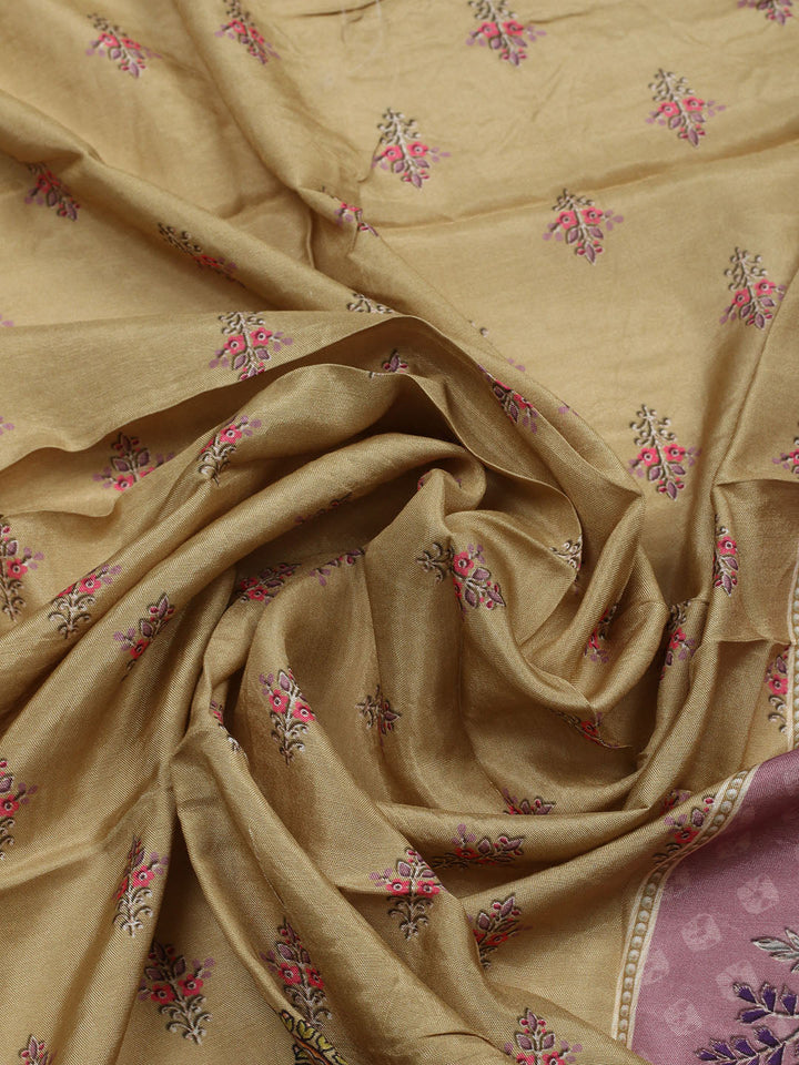 Embroidered Muslin Unstitched Suit With Pant &amp; Dupatta