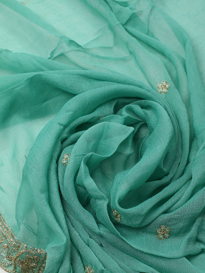 Embroidered Organza Unstitched Suit With Dupatta