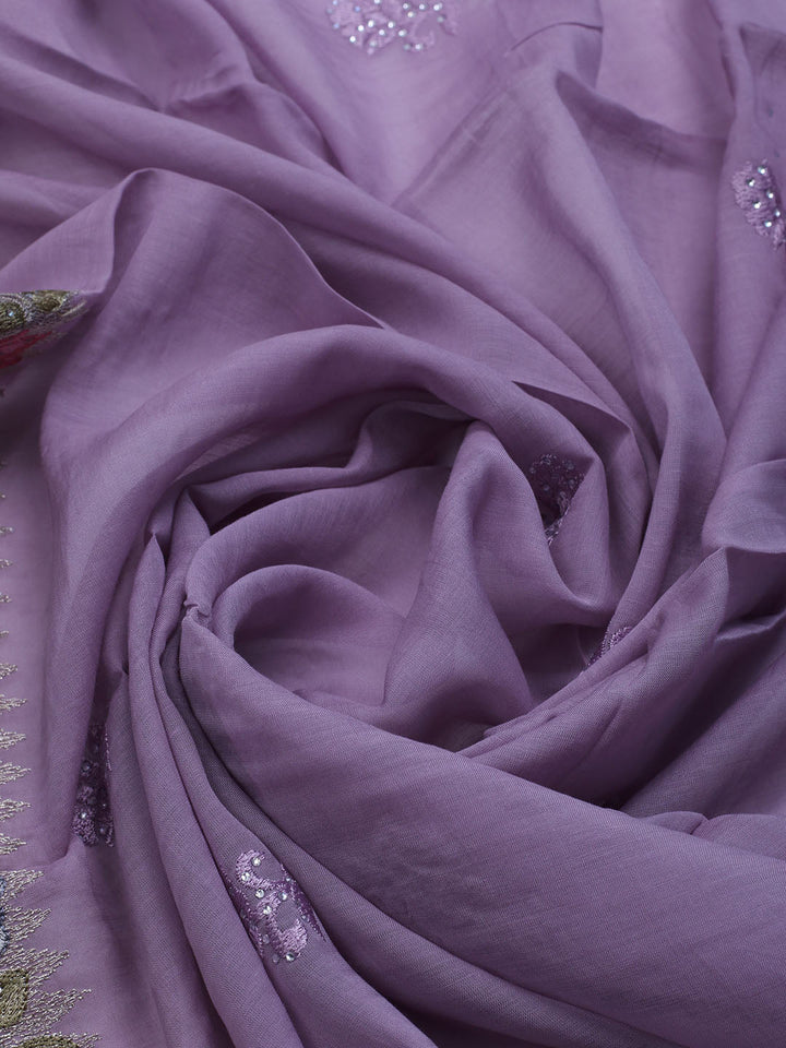 Embroidered Organza Unstitched Suit With Dupatta