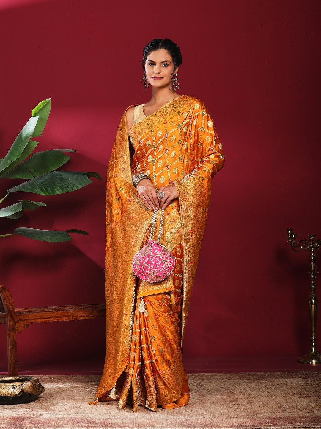 Woven Design Satin Saree