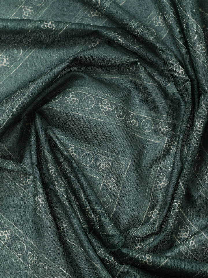 Printed Cotton Blend Unstitched Suit With Pant &amp; Dupatta