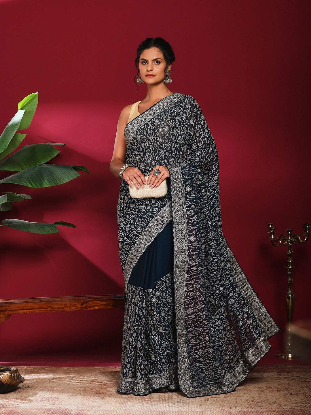 Embroidered Georgette Saree
