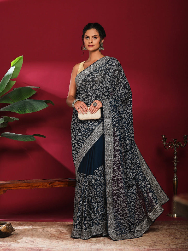 Embroidered Georgette Saree