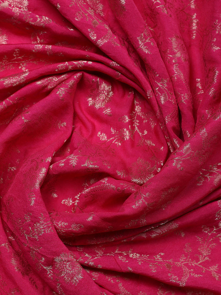 Woven Design Chanderi Unstitched Suit With Pant &amp; Dupatta