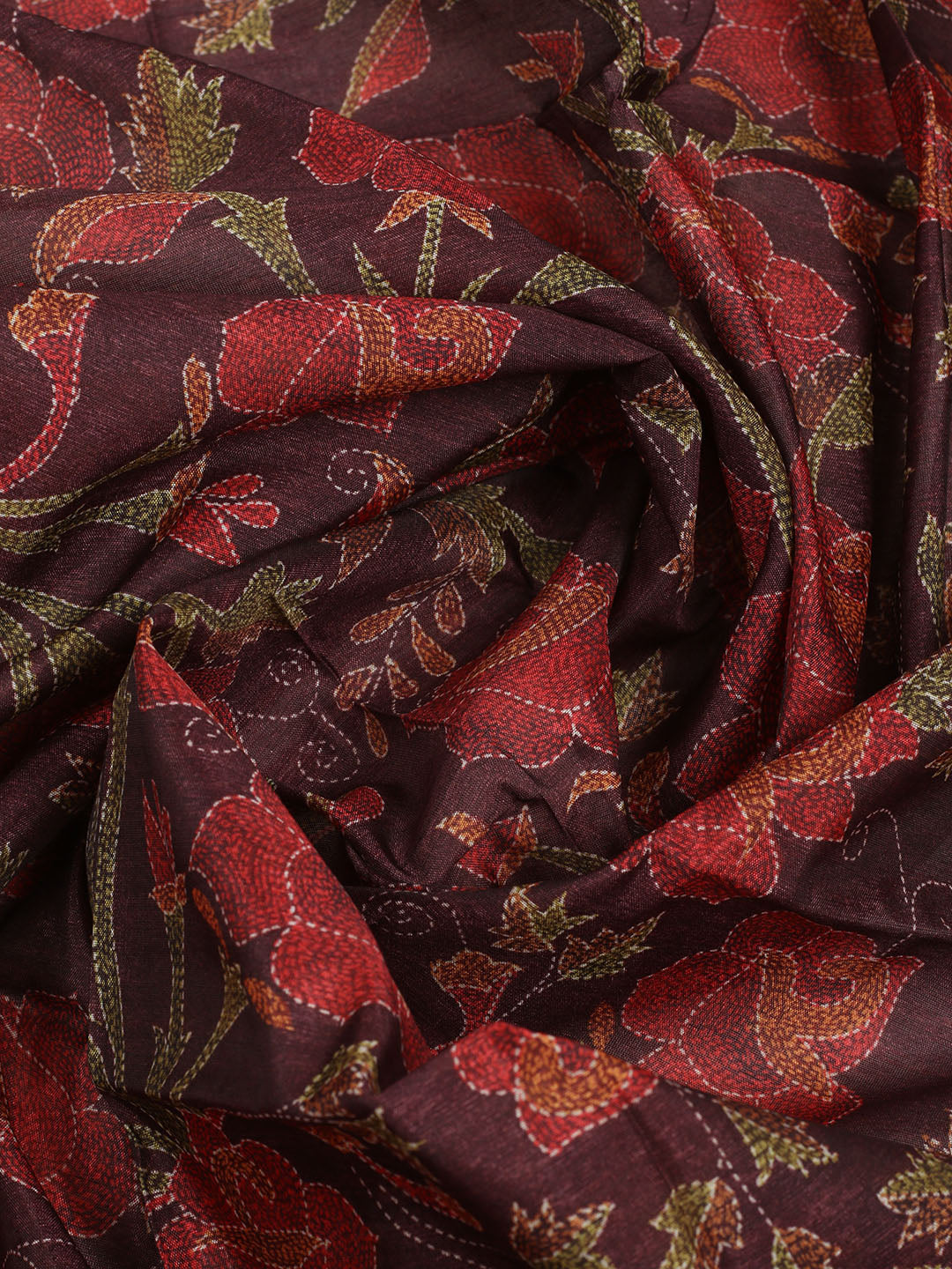 Embroidered Tussar Unstitched Suit With Dupatta