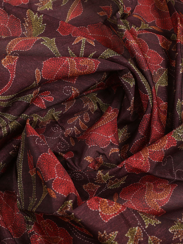 Embroidered Tussar Unstitched Suit With Dupatta