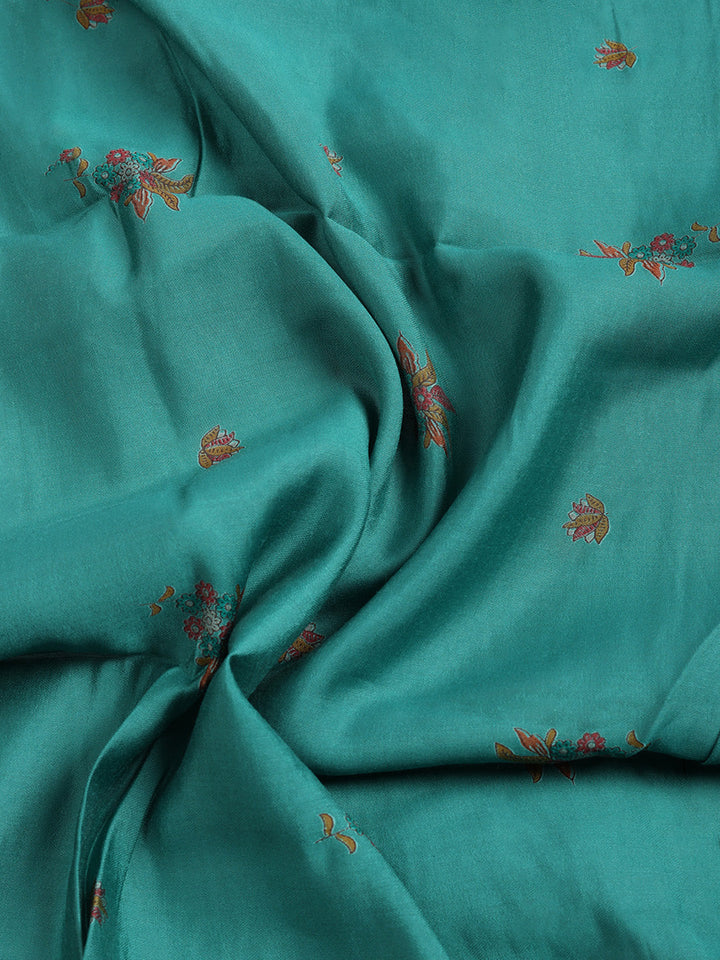 Printed Cotton Blend Unstitched Suit With Pant &amp; Dupatta