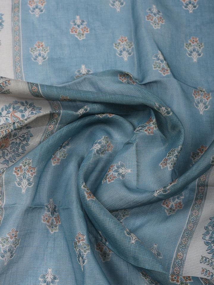 Embroidered Tissue Unstitched Suit With Pant &amp; Dupatta