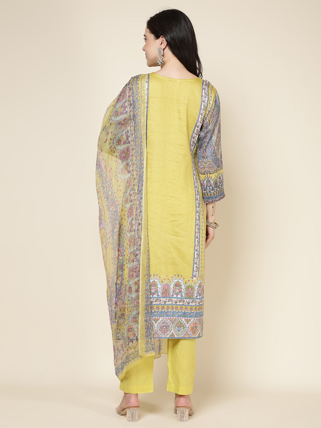 Printed Cotton Blend Kurta With Pants &amp; Dupatta