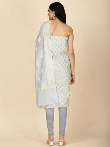 Woven Chanderi Unstitched Suit With Dupatta