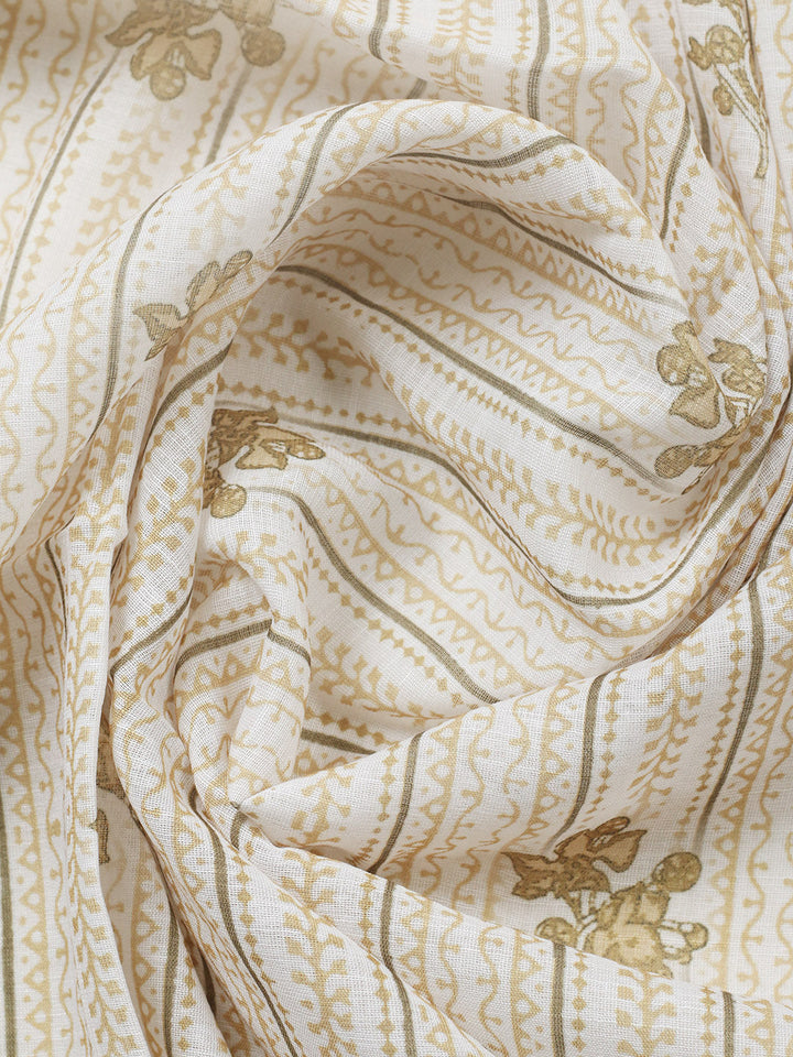 Embroidered Cotton Blend Unstitched Suit With Pant &amp; Dupatta