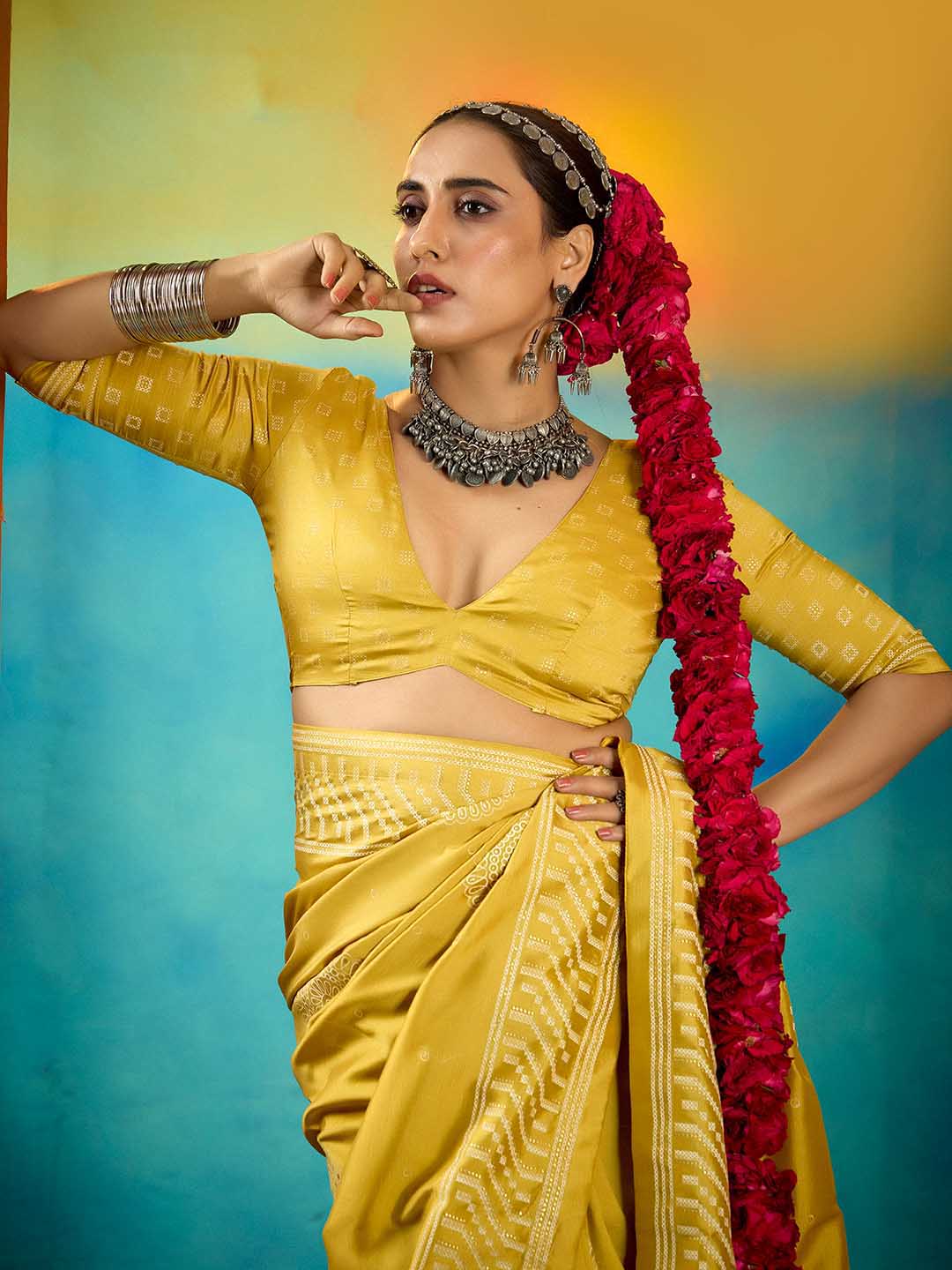 Abstract Print Art Silk Saree