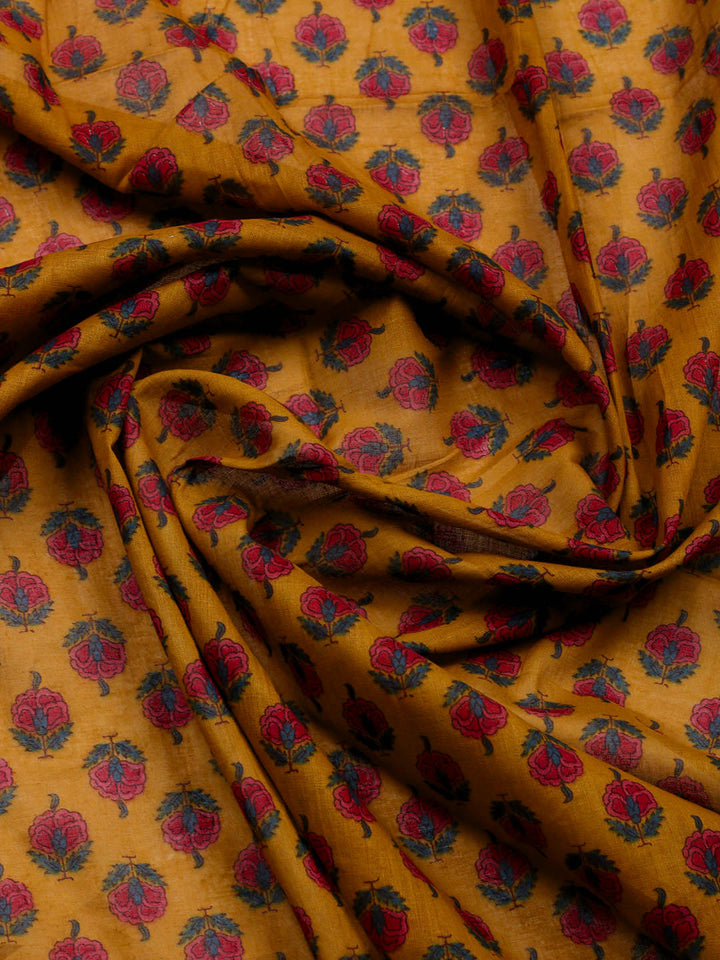 Embroidered Cotton Blend Unstitched Suit With Pant &amp; Dupatta