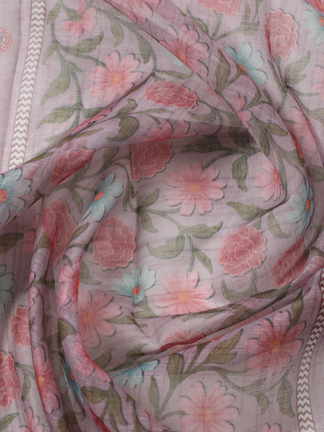 Embroidered Cotton Blend Unstitched Suit With Pant &amp; Dupatta