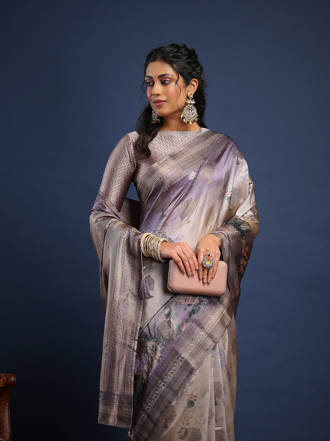 Printed &amp; Woven Design Art Silk Saree