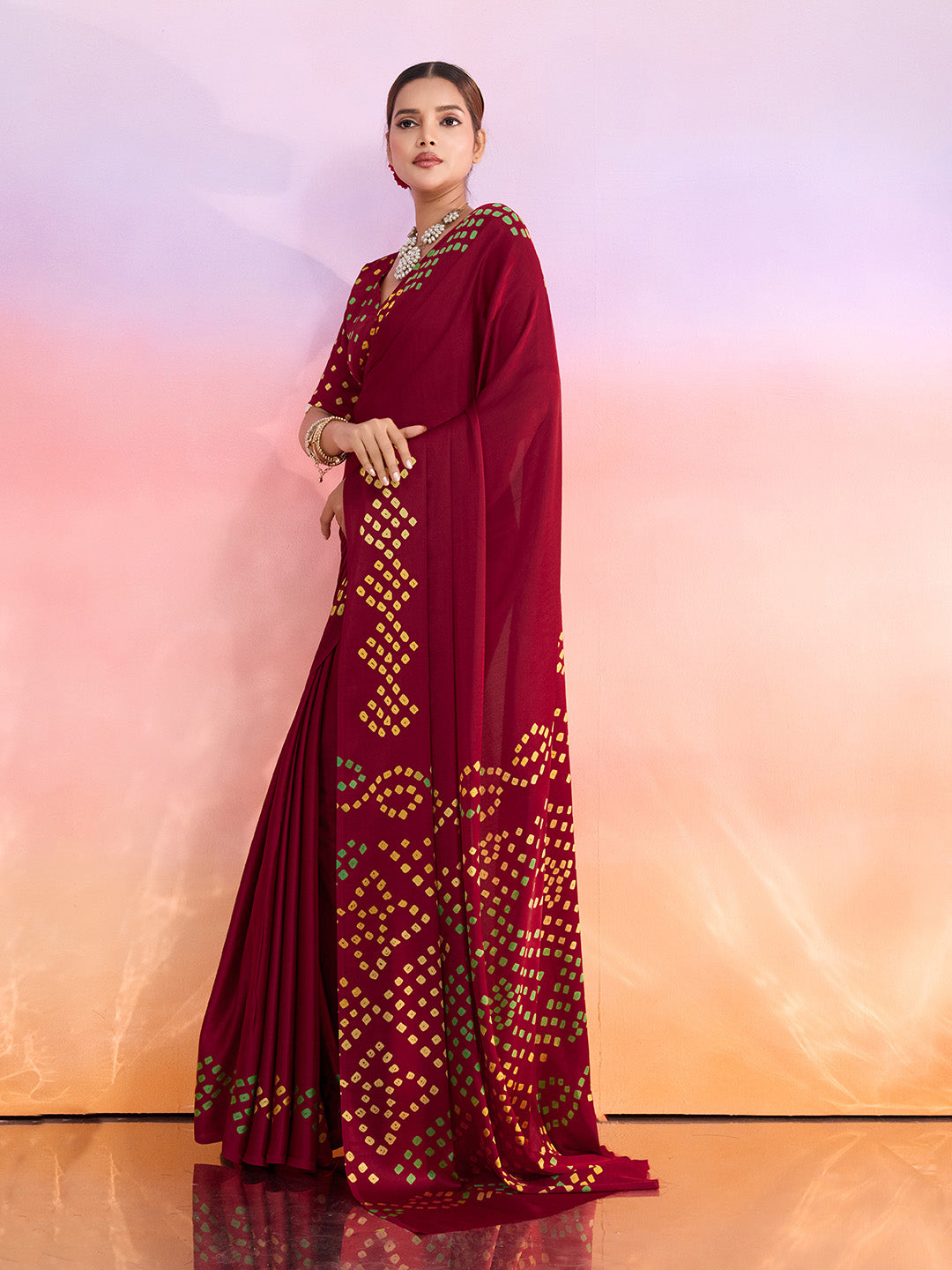 Printed Satin Saree