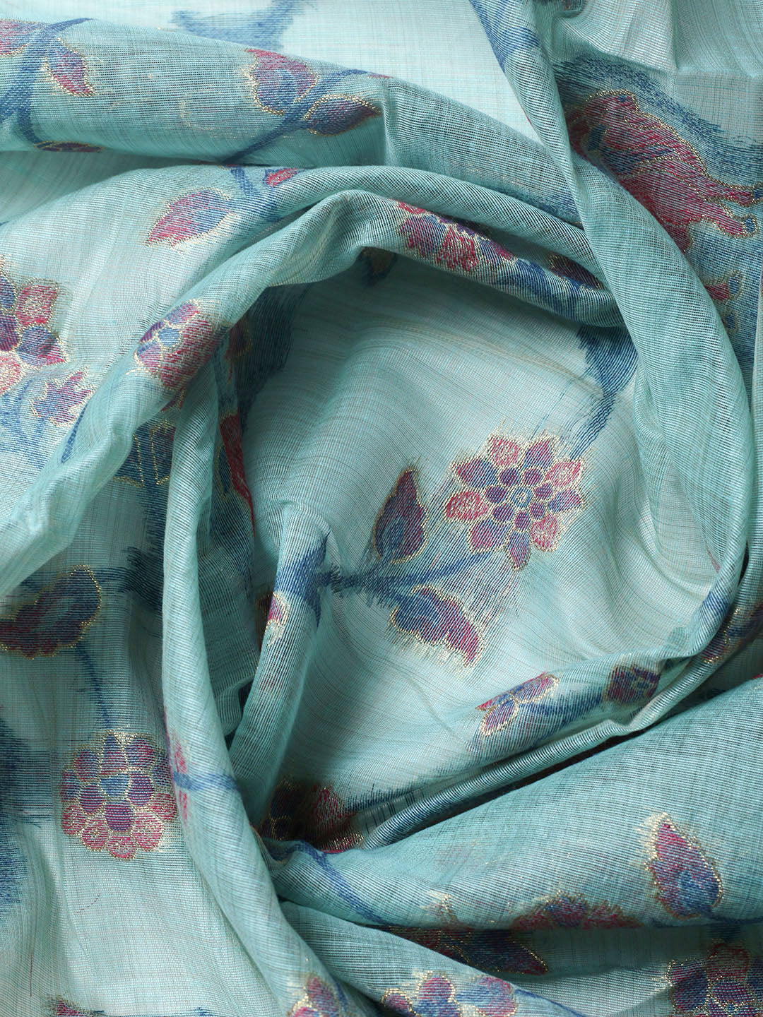 Woven Design Chanderi Unstitched Suit With Pant Dupatta