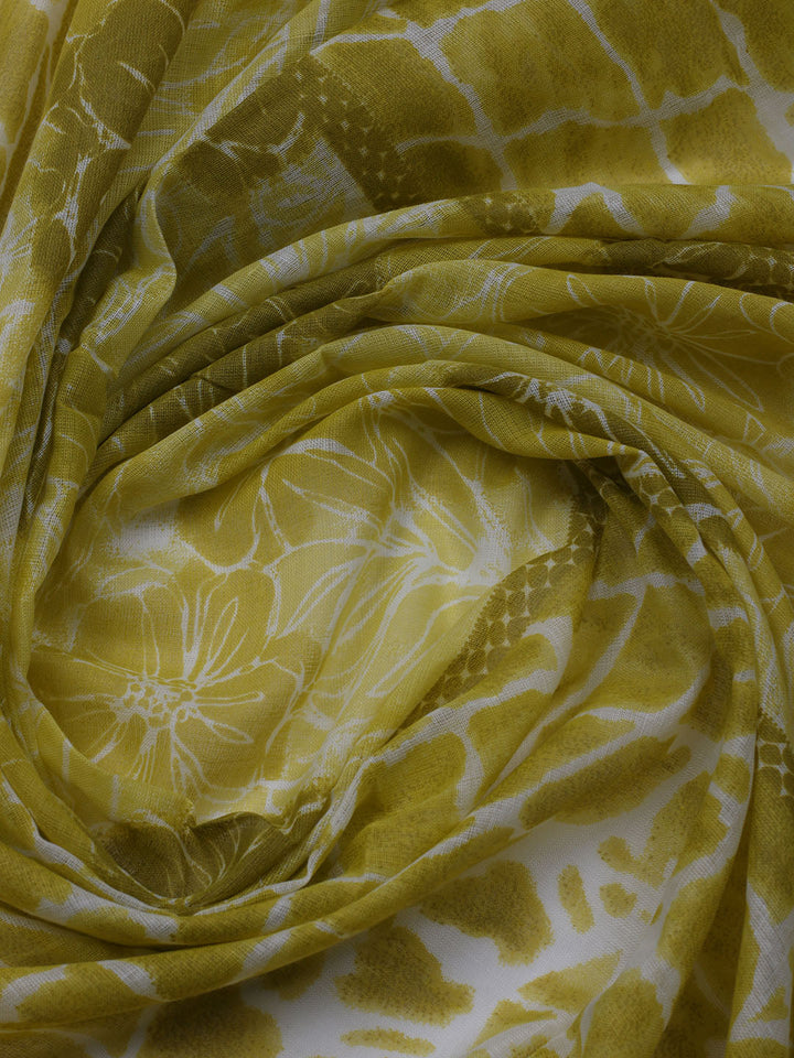 Patch Neck Cotton Blend Unstitched Suit With Dupatta
