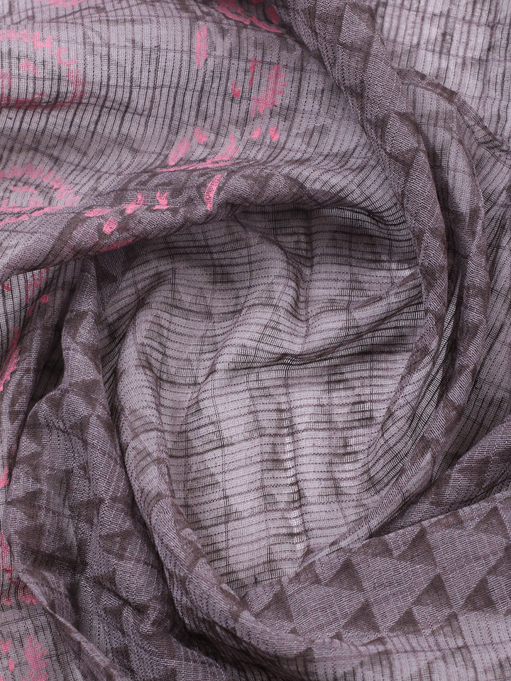 Printed Cotton Blend Unstitched Suit With Pant &amp; Dupatta