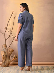Plain Cotton Blend Shirt With Pant