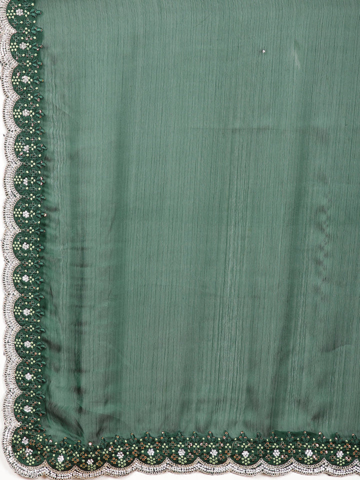 Stone Work Art Chiffon Saree