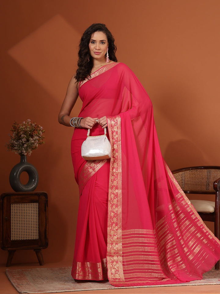 Plain Chiffon Saree