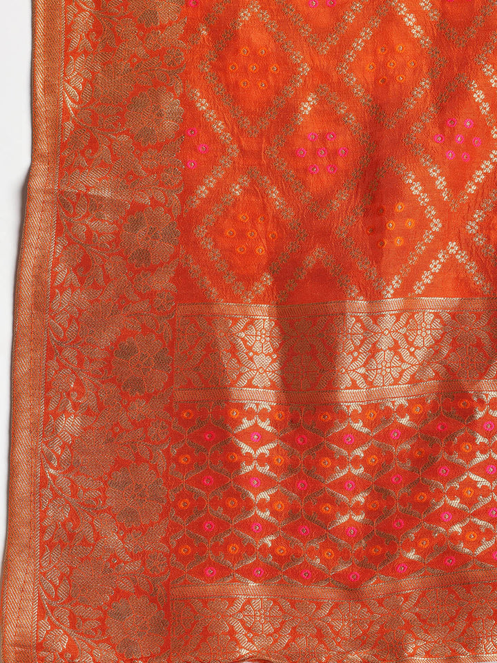 Neck Embroidered Chanderi Unstitched Suit With Dupatta